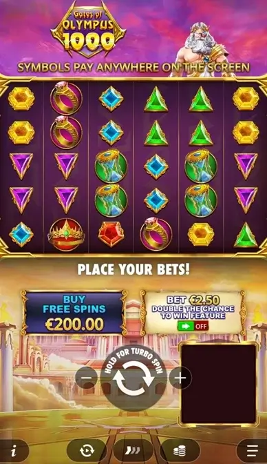 Control buttons in the mobile version of the slot
